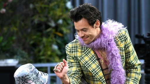 Harry Styles neemt videoclip op in rijdende bed bij Buckingham Palace