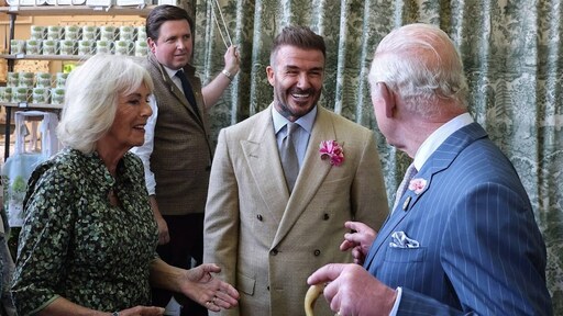 Koning Charles en David Beckham bij tuin- en bloemenexpositie