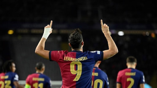 Barça wint mede door Lewandowski's 100ste doelpunt uit Stade Brest