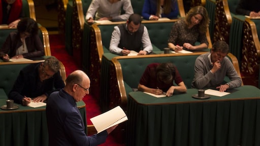 Jan Roos en rapper Hef bij Groot Dictee