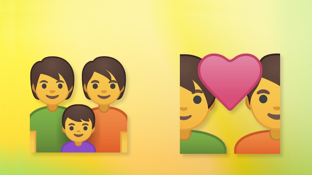 Nieuwe emoji: een genderneutrale familie en een genderneutraal koppel
