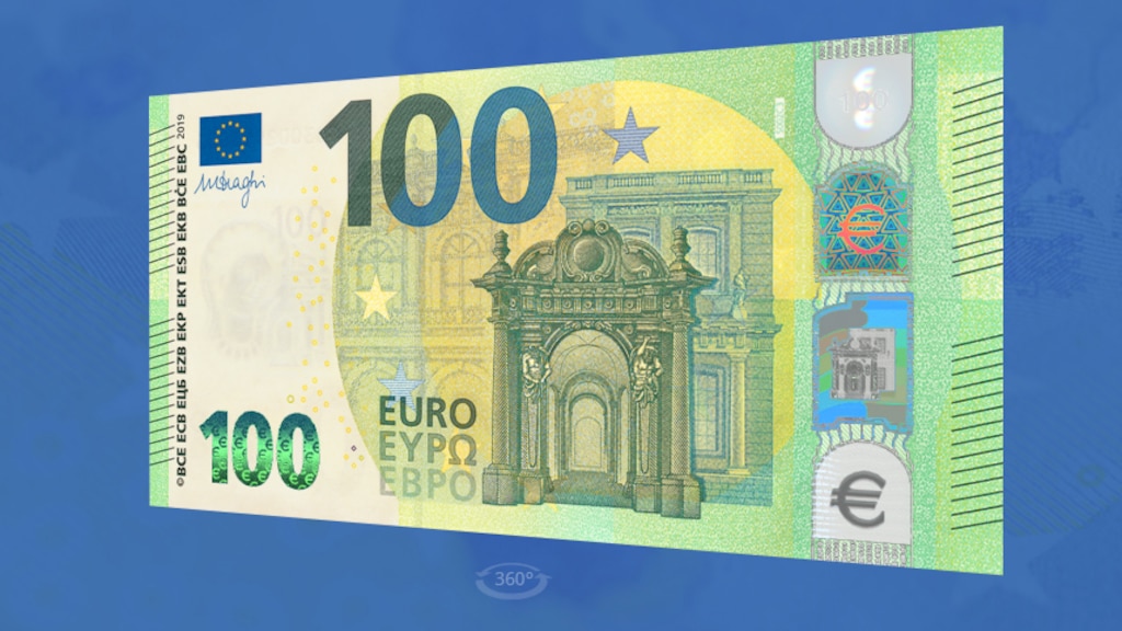 Het nieuwe biljet van 100 euro.