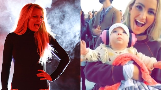 Zes maanden oude nichtje Britney Spears gaat los tijdens concert