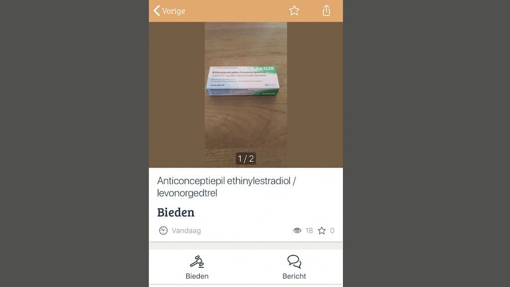 De anticonceptiepil aangeboden op Marktplaats