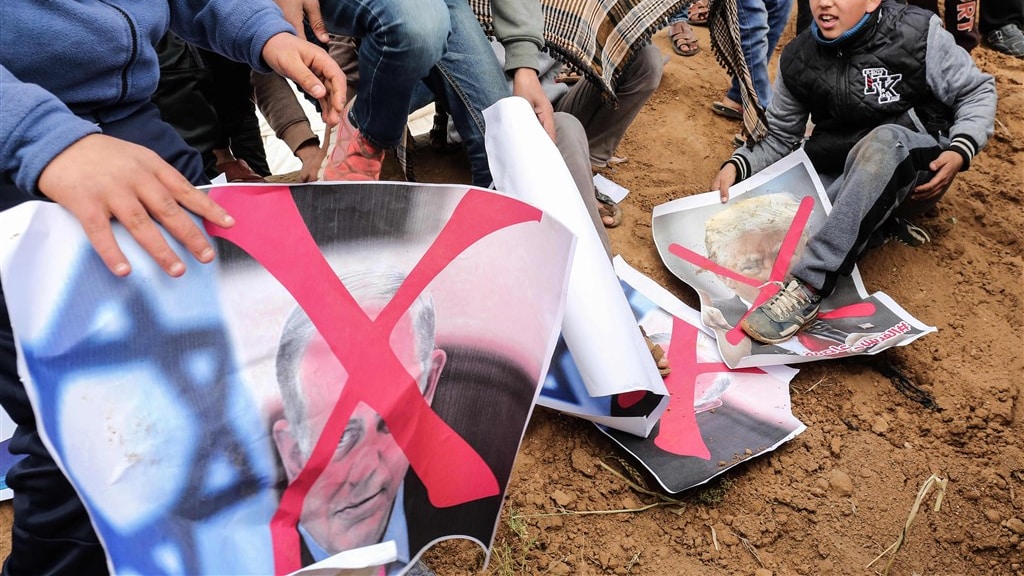 Protest tegen Netanyahu in Gaza.