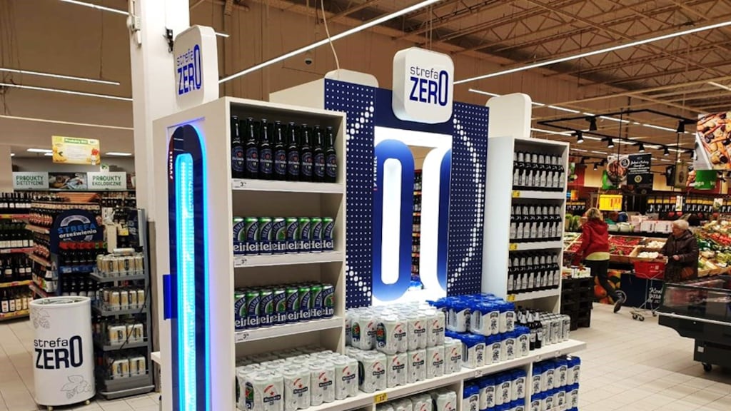 De Zero Zone van Heineken in Polen: met verschillende soorten alcoholvrij bier van Heineken.