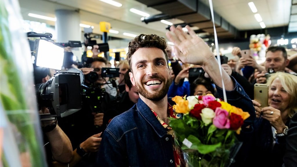 Duncan bij aankomst op Schiphol.
