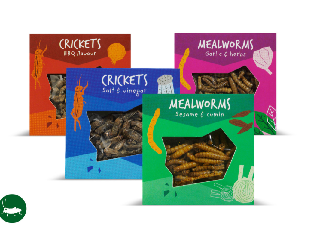 De krekelsnacks die te koop zijn bij Lidl. 