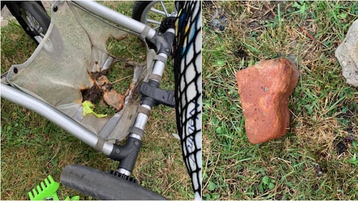Kinderwagen vliegt in brand door van het strand geraapte stenen