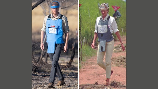 In voetsporen van moeder Diana: prins Harry loopt door zelfde mijnenveld