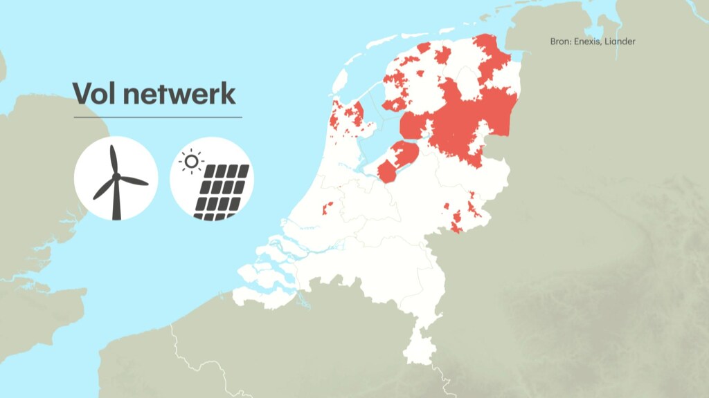 In de rode gebieden worden geen zonne- en windparken meer aangelegd.