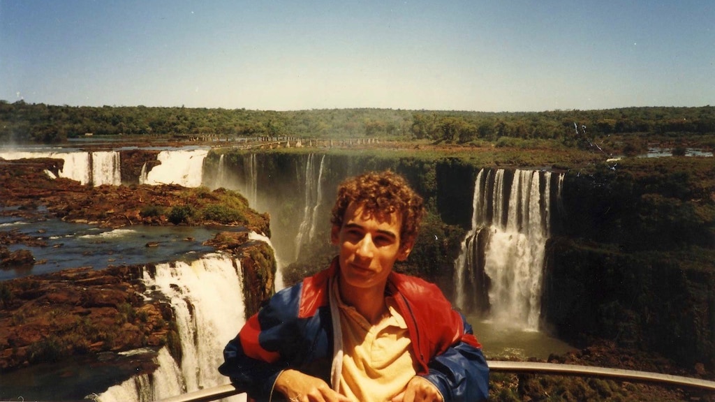 Maarten tijdens zijn reis in 1984.