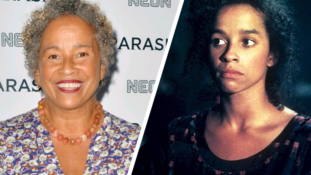 De actrice nu (links) en in 1985 (rechts).