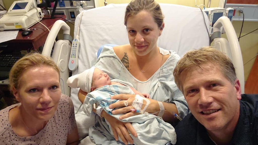 Net na de bevalling in het ziekenhuis.