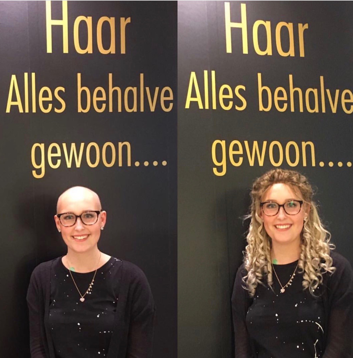 Amber zonder en met pruik