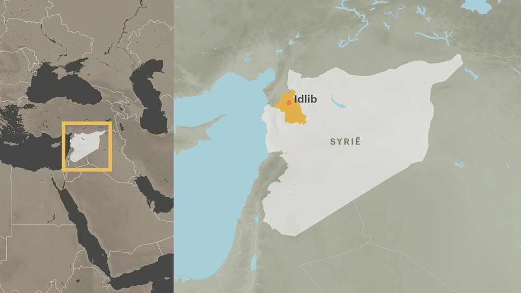 Kaart Syrië en provincie Idlib aan grens Turkije