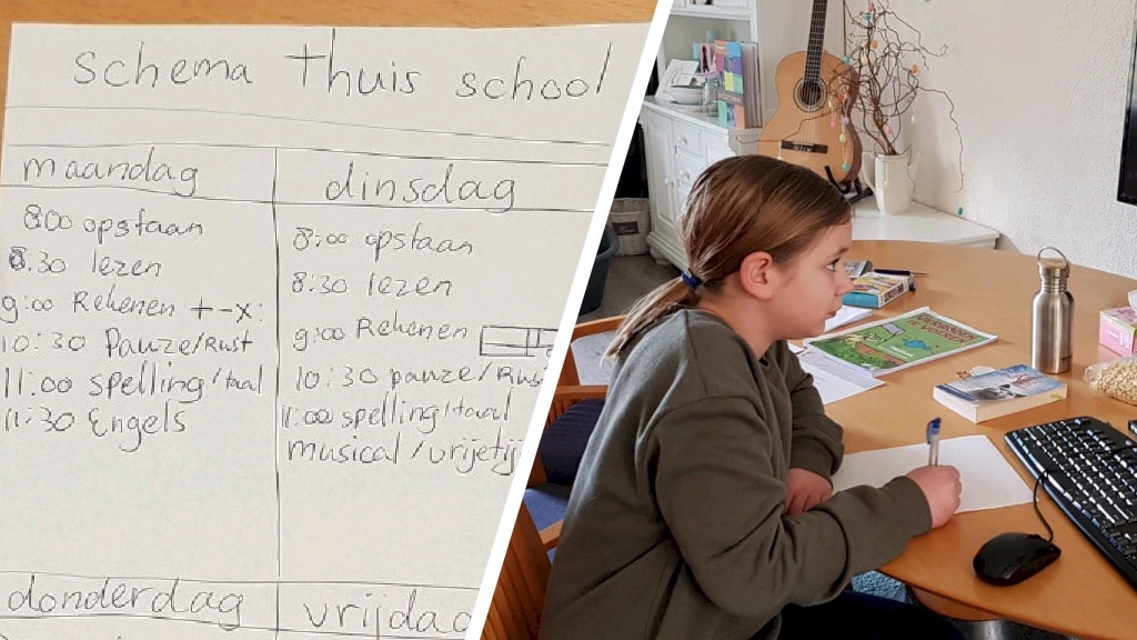 Gezinnen stellen schema's op: om 9 uur rekenen, om 10 uur buitenspelen