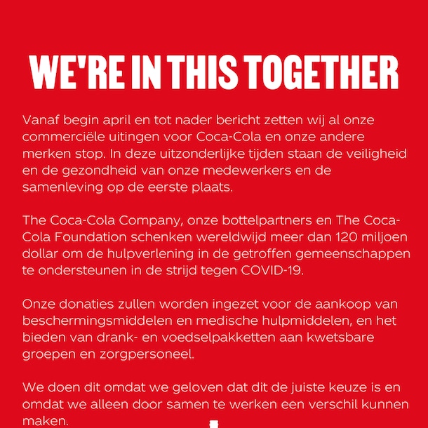 Coca-Cola staakt marketing