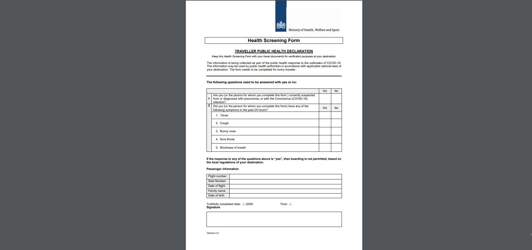 Gezondheidsverklaring 