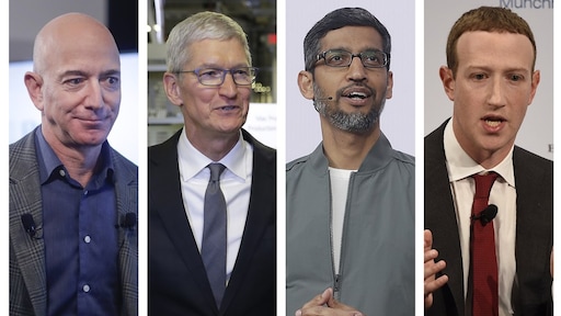 Ceo's Facebook, Google, Amazon en Apple op het matje