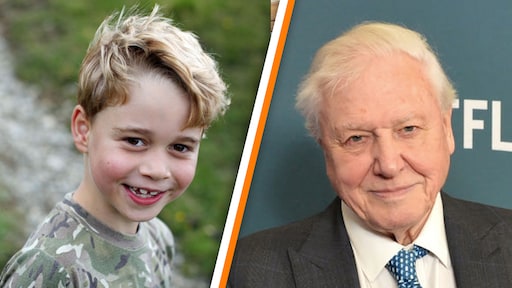 David Attenborough verrast prins George met cadeautje