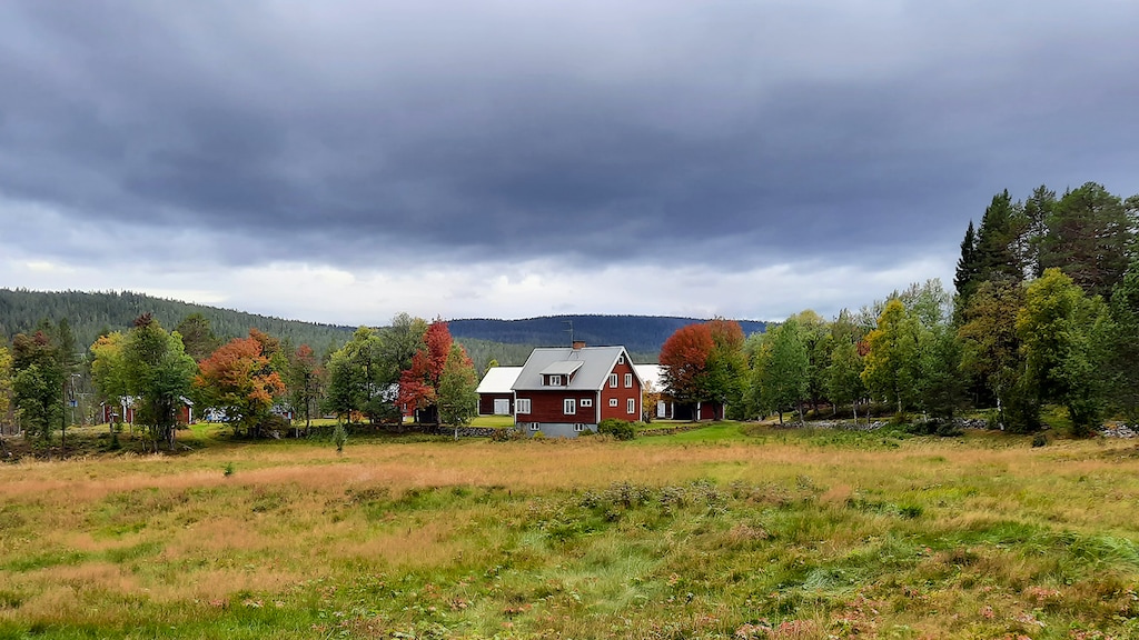 Een typisch rood Zweeds huis in provincie Dalarna.