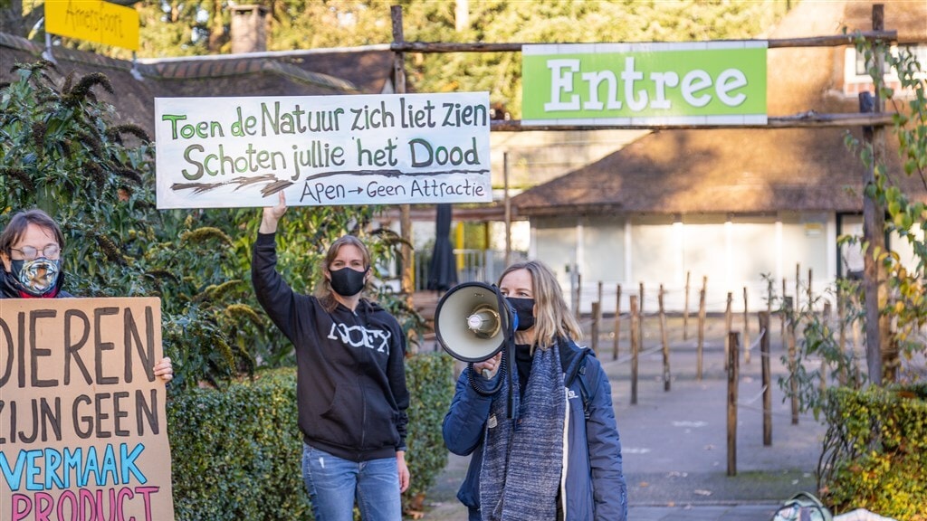 De demonstratie bij DierenPark Amersfoort.