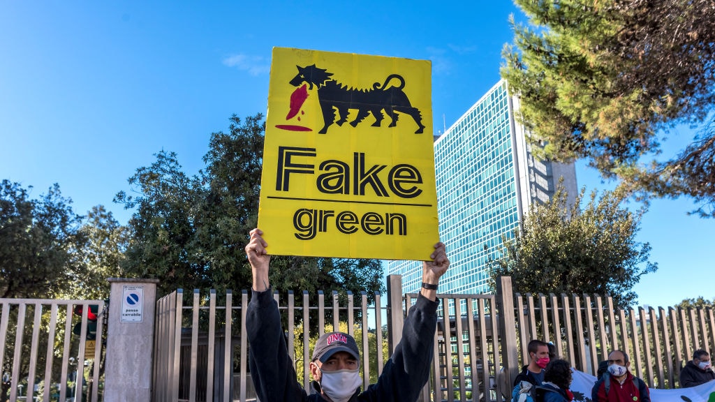 Protest dit najaar bij het Italiaanse energiebedrijf Eni.