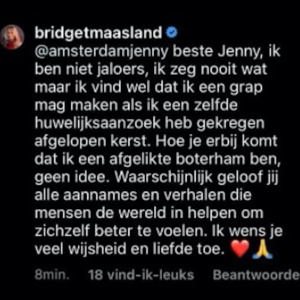 Bridget Maasland op Instagram