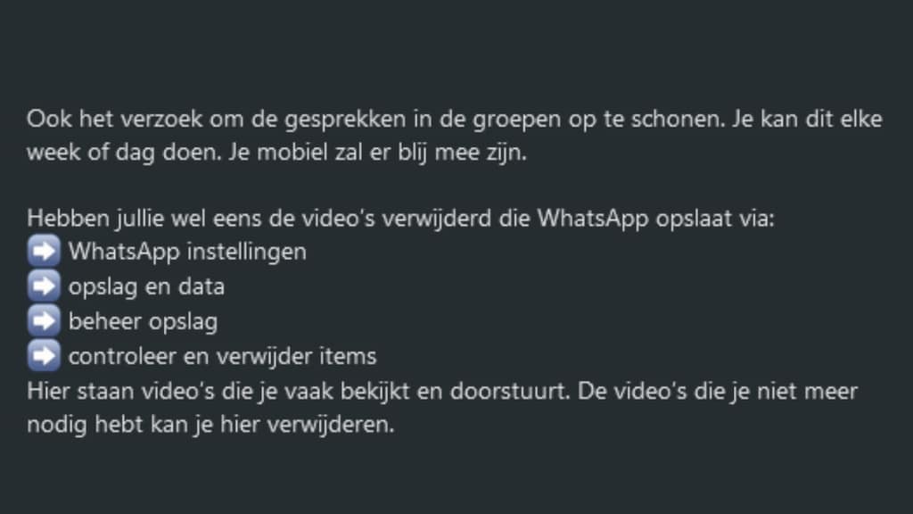 De oproep om alle beelden van telefoons te verwijderen.