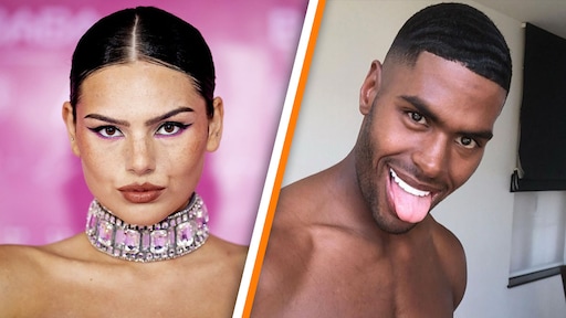 Famke Louise en Denzel uit Love Island rollebollen door de sneeuw