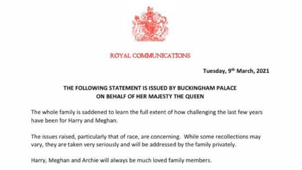 De verklaring van het Britse koningshuis.