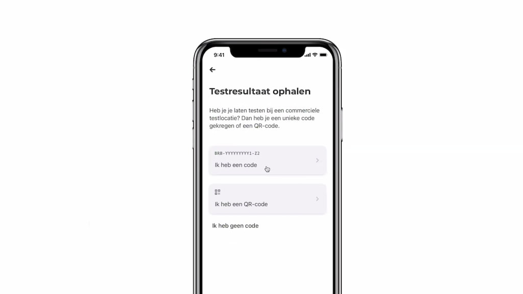 In de app kun je het testresultaat ophalen.