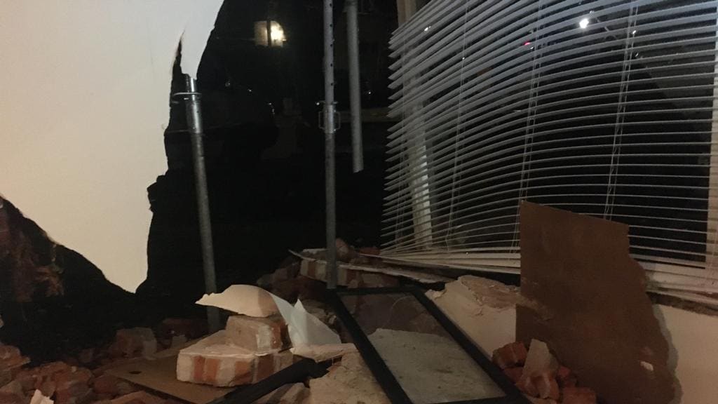 De woonkamer was verwoest