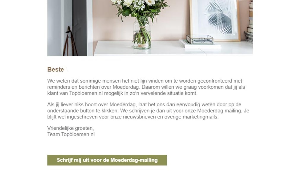 De mailing van Topbloemen.
