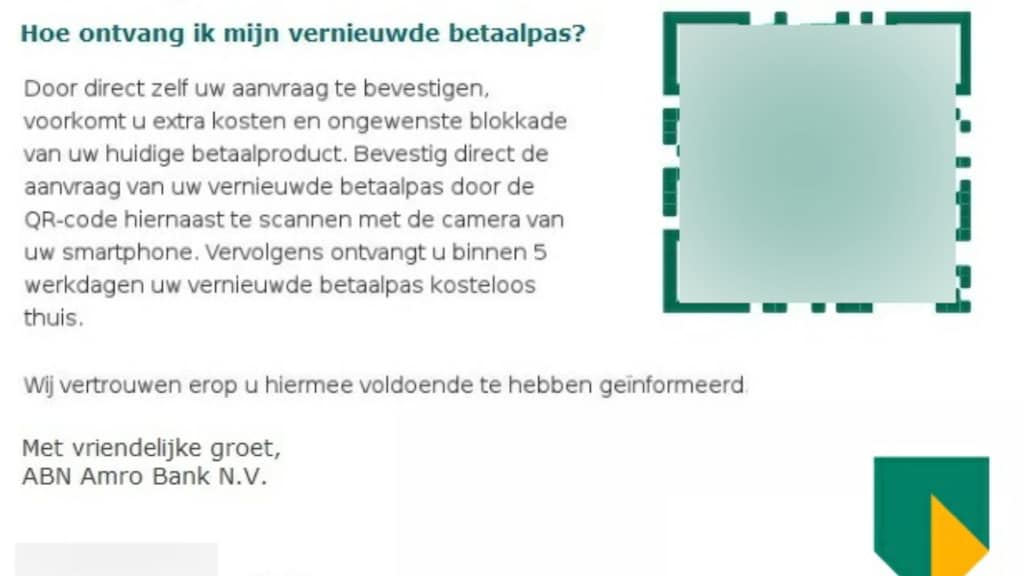 De QR-codes zijn vaak in phishingmails te vinden.