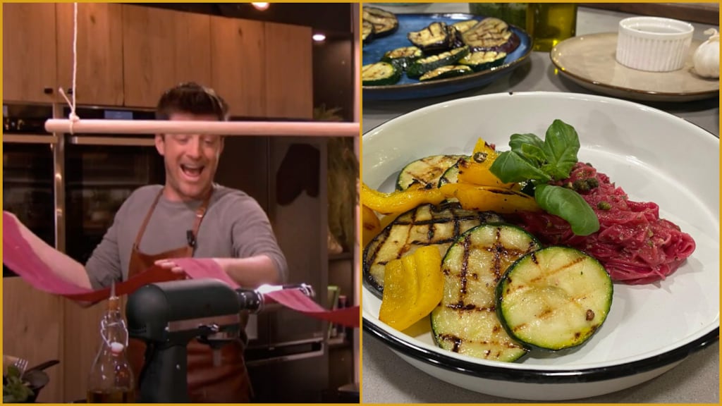 RECEPT: Vegan bietenpasta met hazelnootpesto