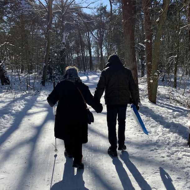 Theo, samen met zijn vrouw, dit jaar in de sneeuw