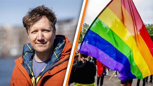 Klaas van Kruistum deelt regenboog-props uit aan oranjelegioen