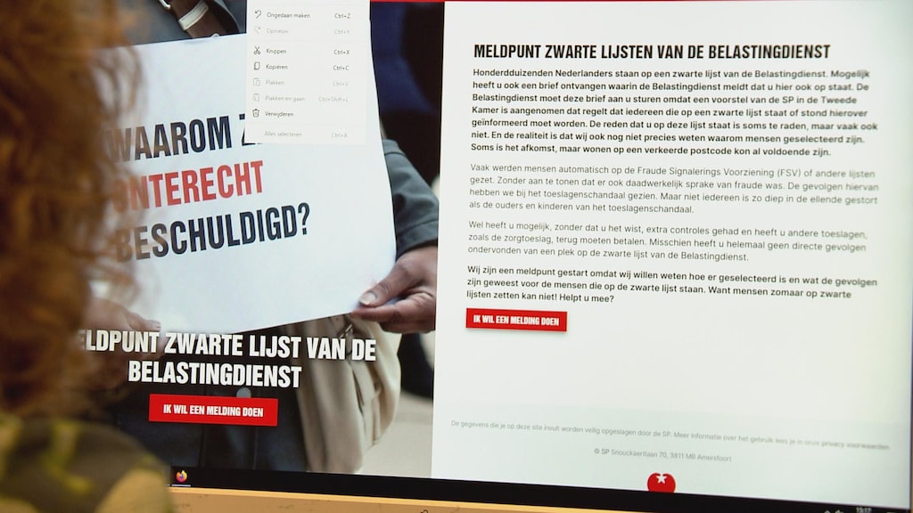 SP begint meldpunt voor mensen op zwarte lijsten Belastingdienst