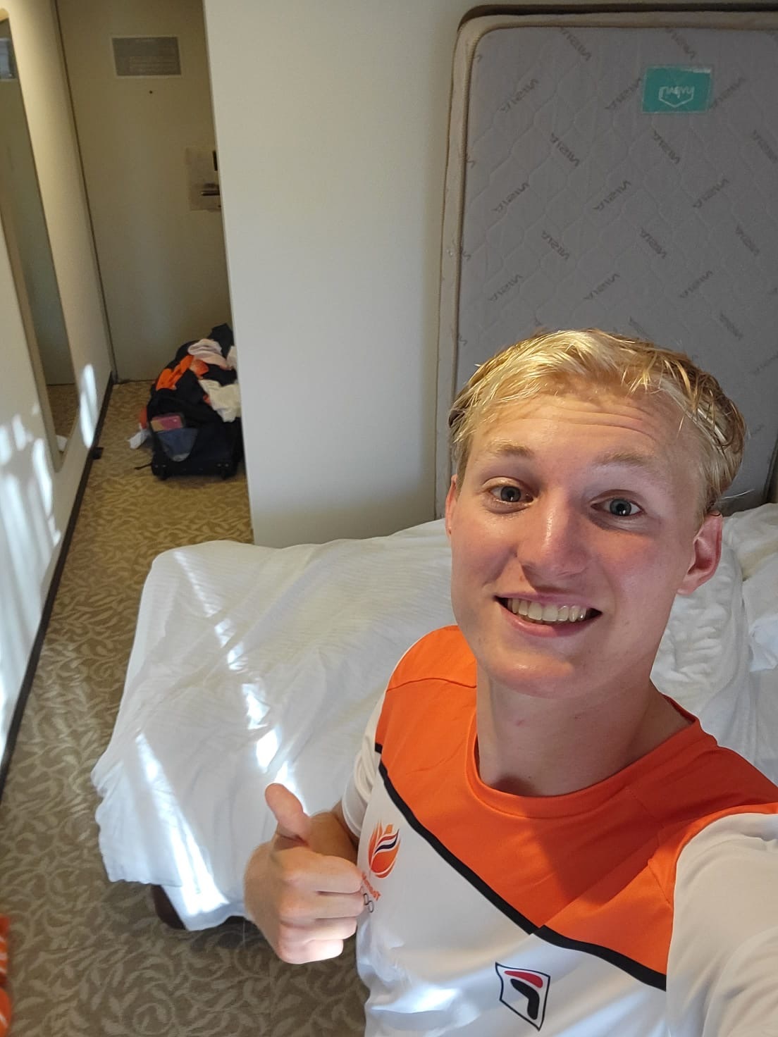 Finn Florijn in zijn quarantainehotel.