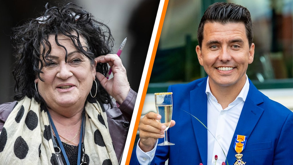 Caroline van der Plas in haar nopjes met 'BBB-tattoo' Jan Smit