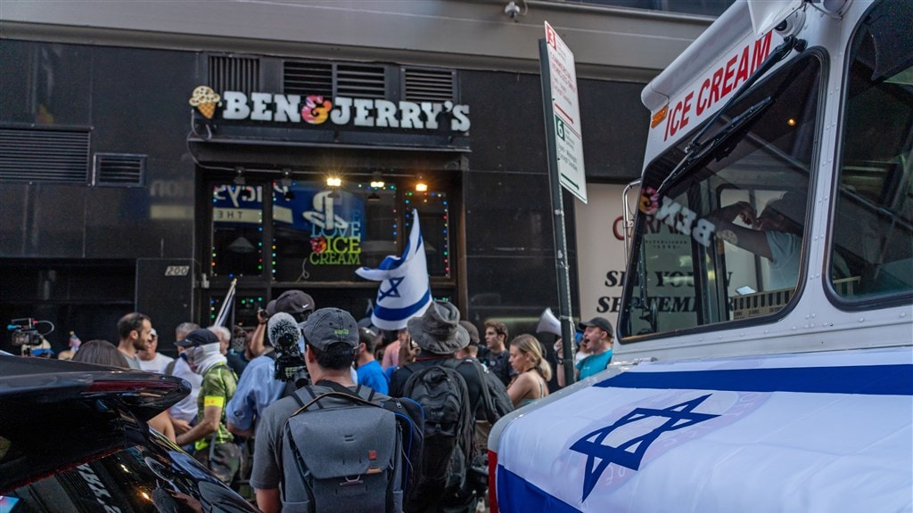 Protesten afgelopen zomer in New York tegen Ben & Jerry's.