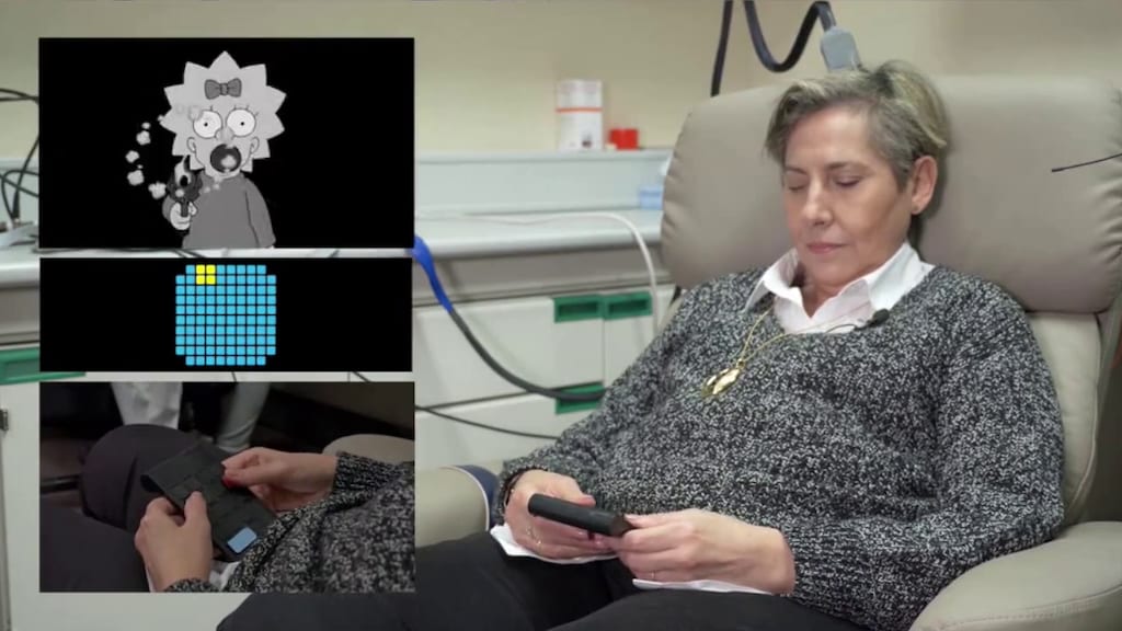 De onderzoekers lieten de vrouw een spelletje spelen.