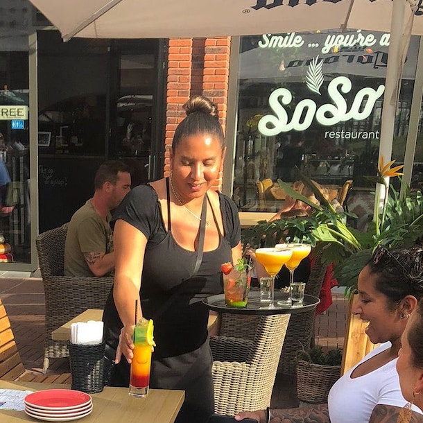 Brigitta voor haar restaurant SoSo in Zoetermeer.