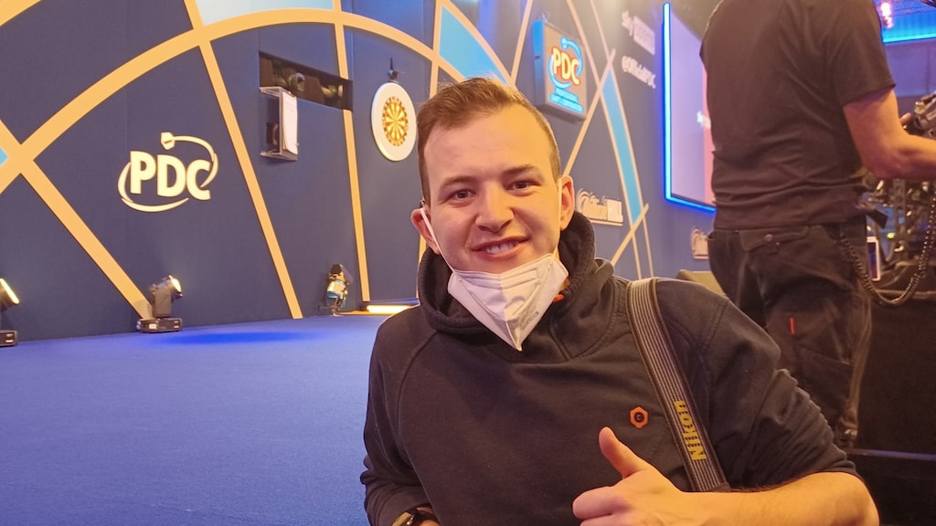 Pieter Verbeek op het WK darts in Londen.