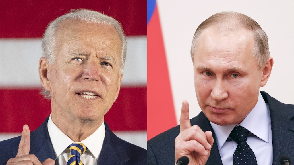 Amerikaanse president Joe Biden en Russische president Vladimir Poetin.