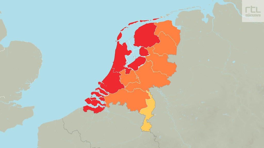 KNMI: code rood in noorden en westen van het land vanwege storm Eunice