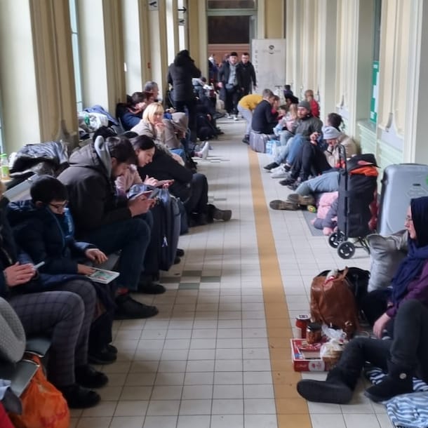 Andy zag vele wachtende vluchtelingen bij de Poolse grens.