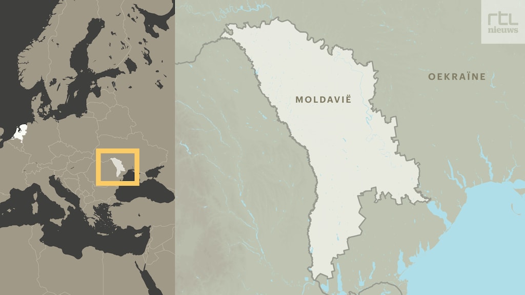 Moldavië ligt ten zuidwesten van Oekraïne